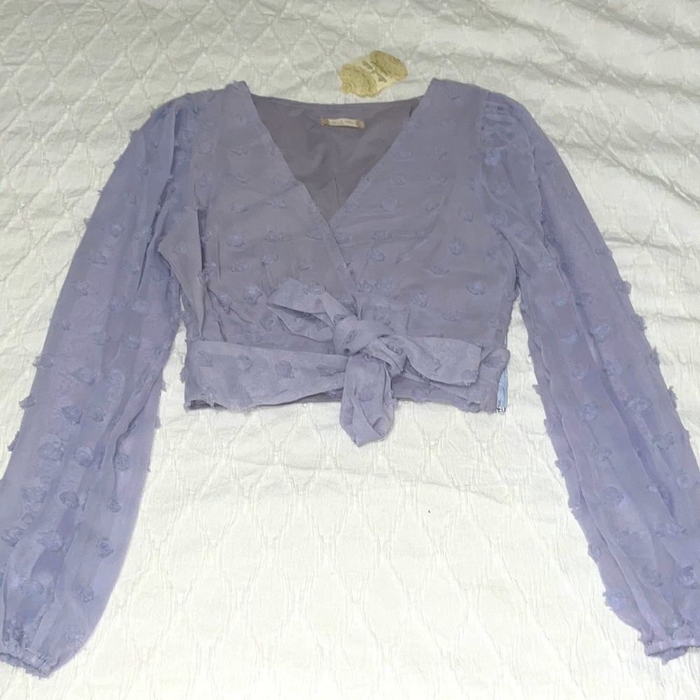 Tags on! Purple crop with cute tie across the front. PRICE NEGOTIABLE
